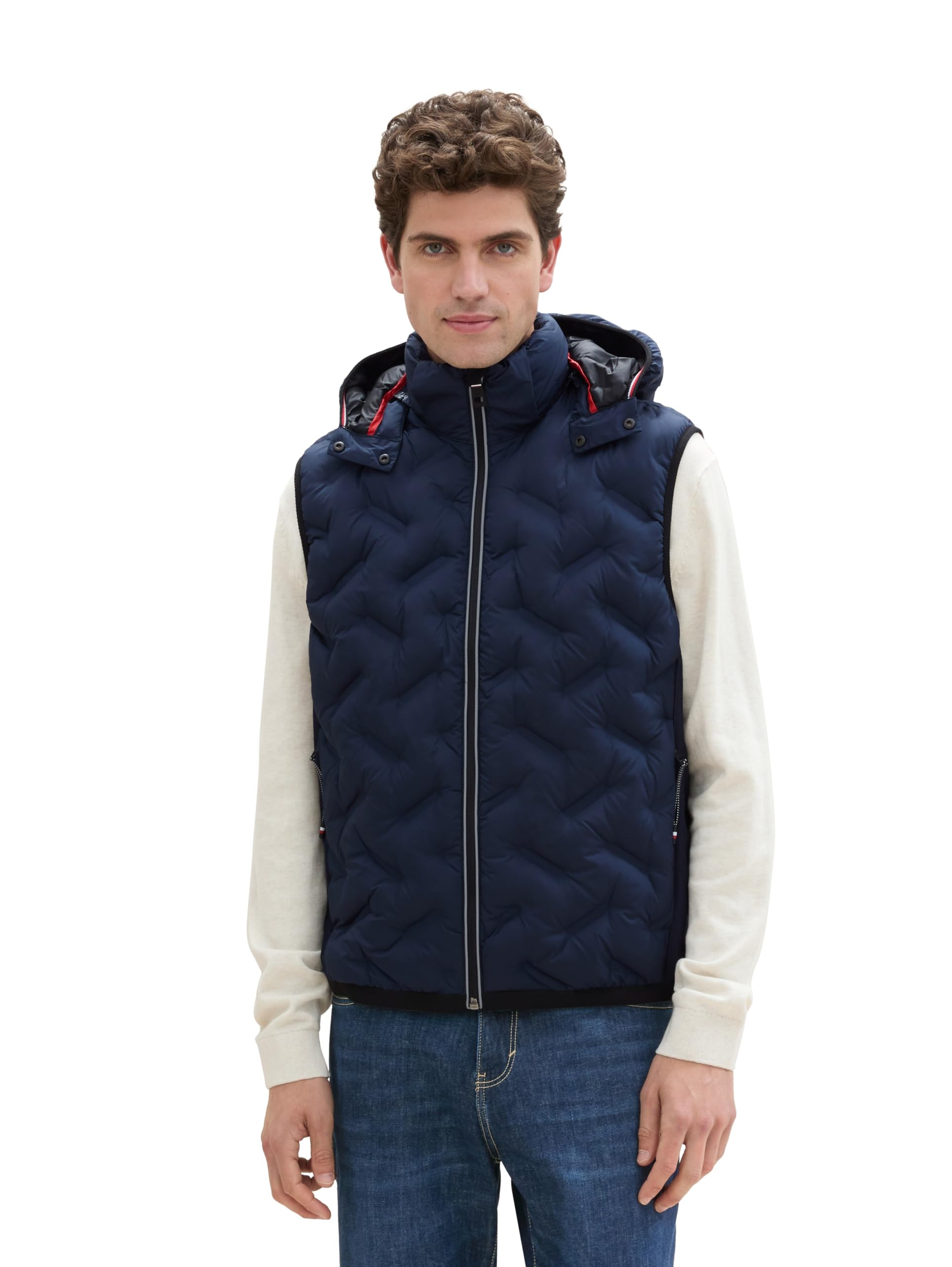 TOM TAILOR Herren 1041313 Hybrid Weste mit Kapuze (1er Pack)