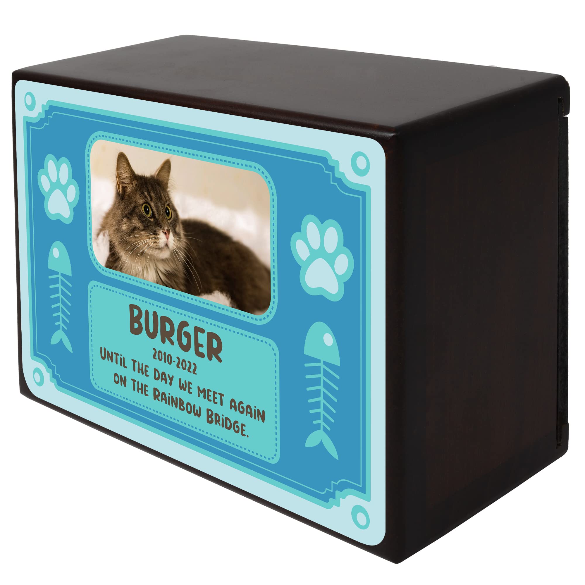 Royal Matter Custom Pet Keepsake Urns for Cats, Wooden Box for Pet Ashes with Photo for Your Beloved Pets, Pet Cremation Urns as Sympathy Gifts for Pet Lovers - Small, 6