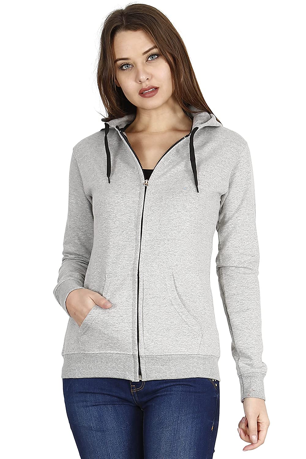 Women's Cotton Zipper Solid Hoodie for Women Stylish Hoodie-image-33