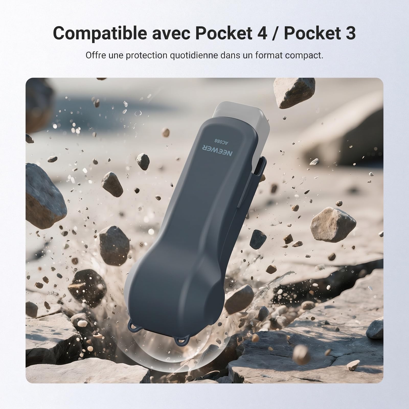 NEEWER Étui de Protection Compatible avec DJI Osmo Pocket 4/3 & Xtra Muse, Housse de Voyage Accessoire Caméra Sport avec Emplacements Filtres et Sangle Poignet, AC088 (Gris Foncé)