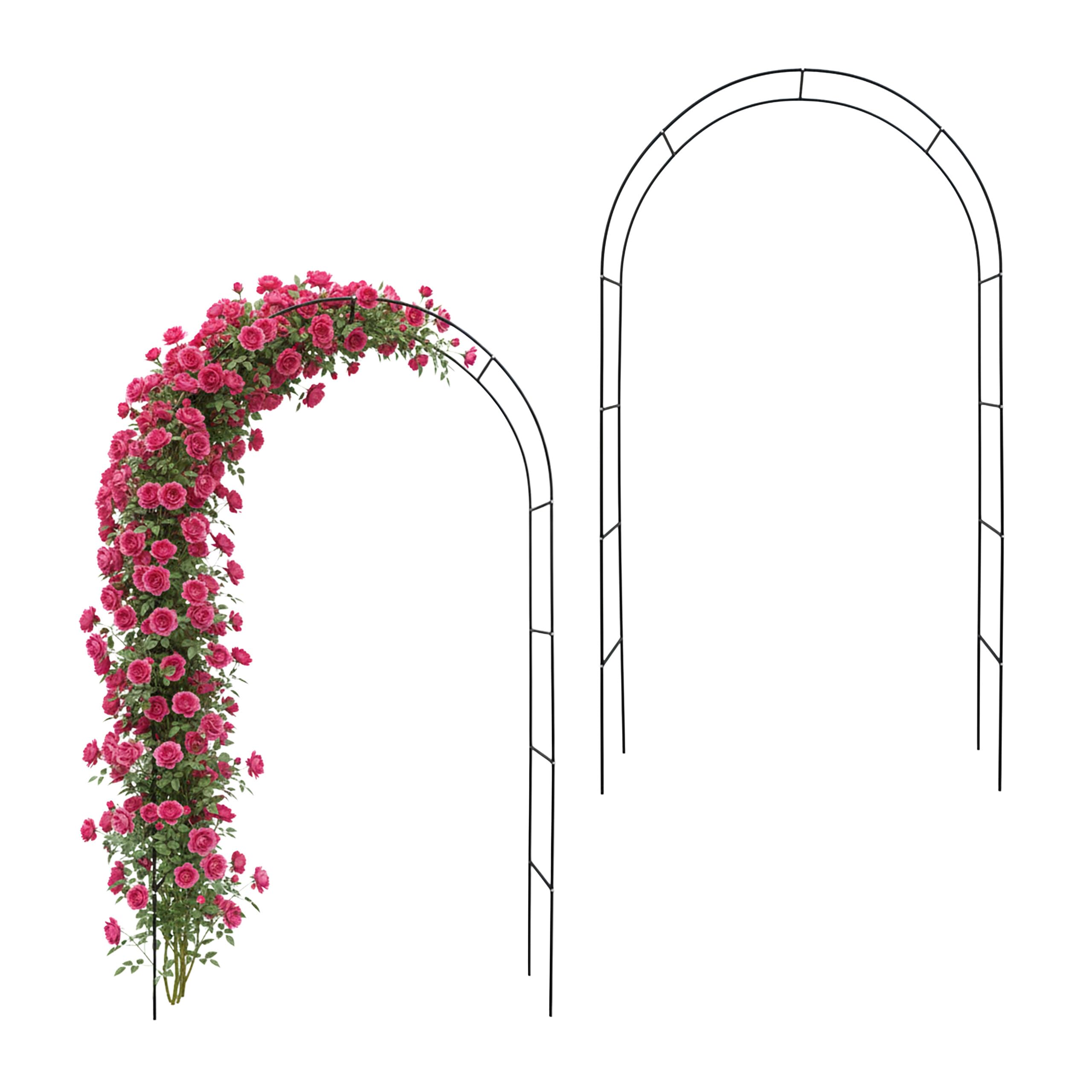 Relaxdays Metal Rose Arch, 2pc Set, Garden Arch, HxWxD: 240 x 140 x 38 cm, for Climbing Plants, Black