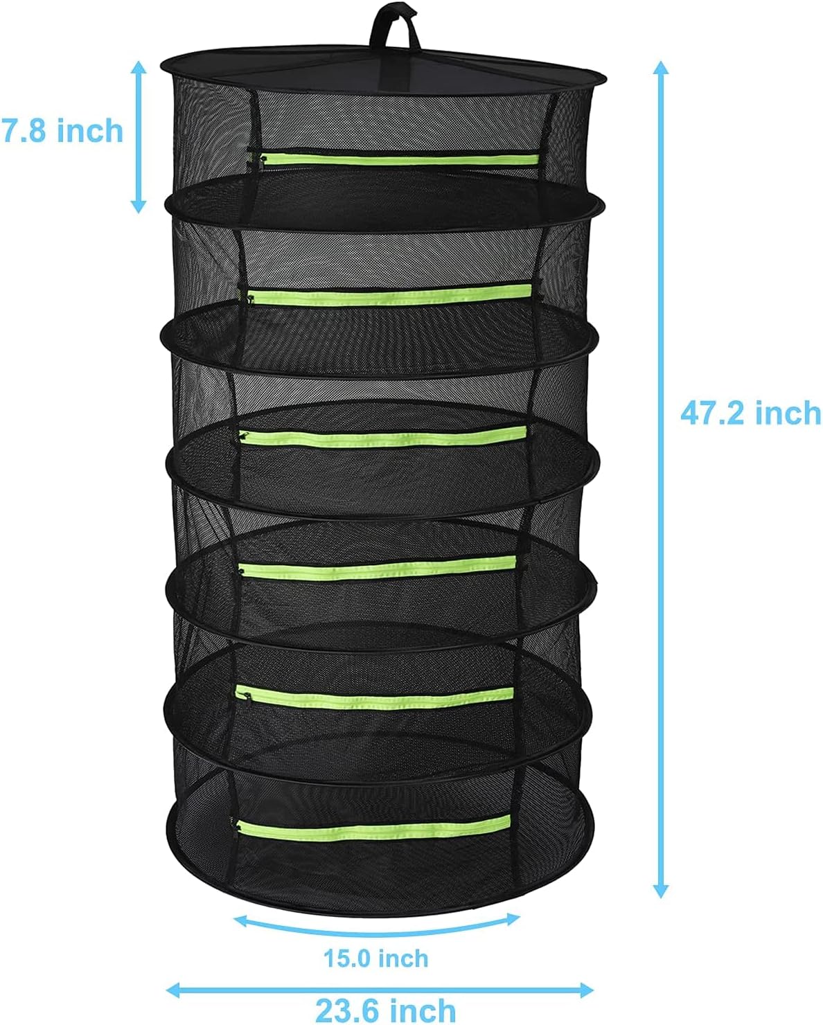 Seropy Herb Drying Rack Hanging 6 Layer Collapsible Drying Rack Mesh Drying Net with Zipper, 2ft Drying Rack with Garden Gloves, Hook, for Drying Seeds, Herb, Bud, grass, Hydroponic Plants 24"D x 47"H