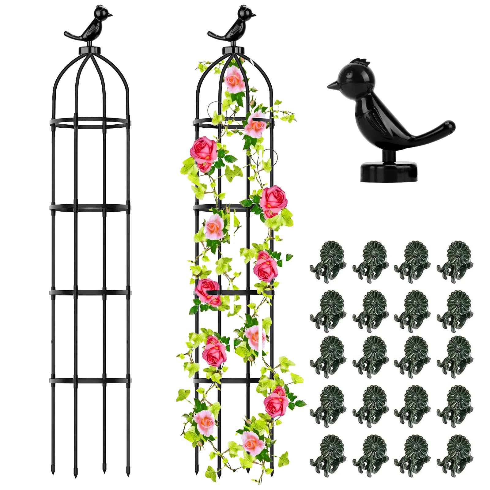 Treillis obélisque pour plantes grimpantes tuteur amovible de jardin