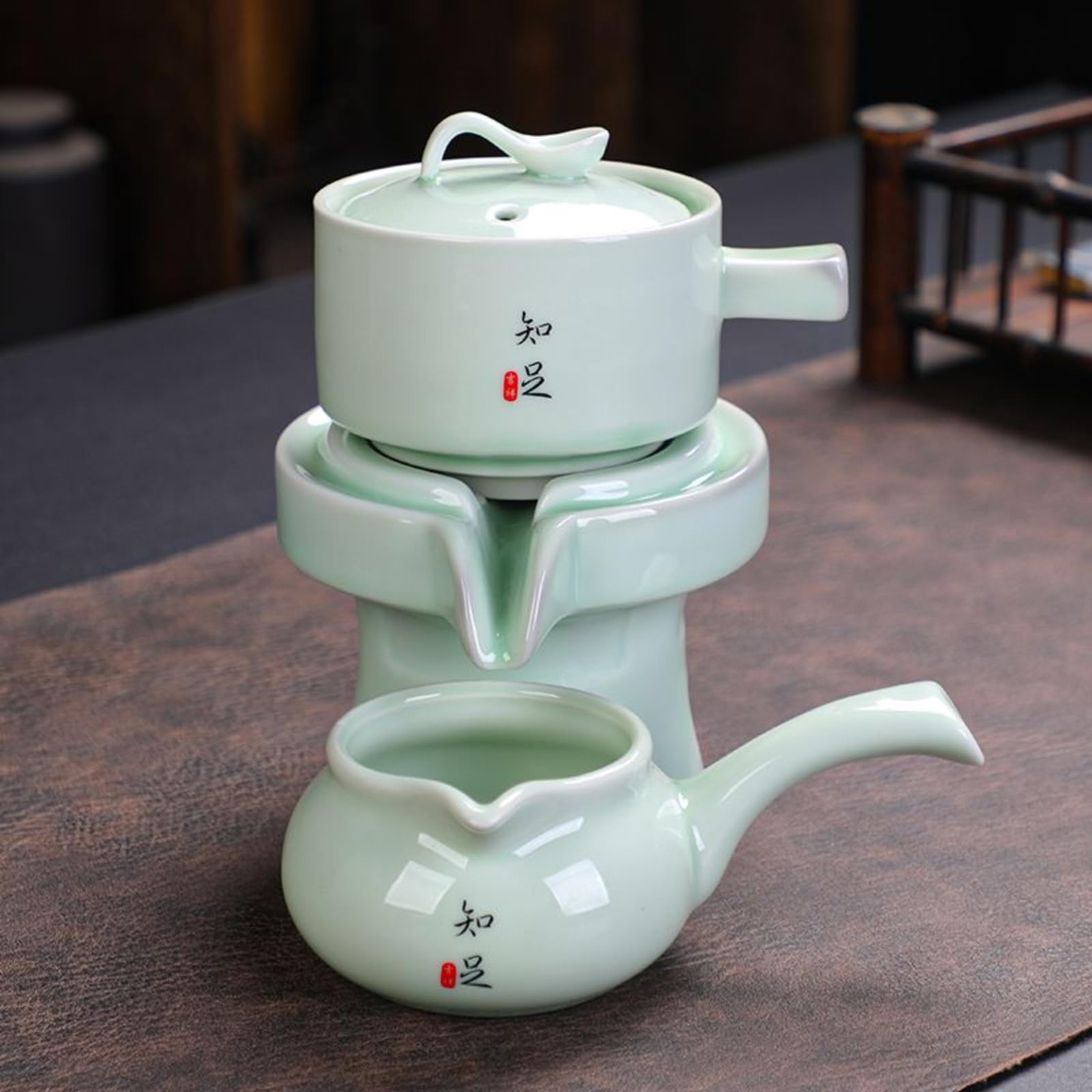 Chiński styl półautomatyczny seledyn, 220 ml 209 g, biurowy zestaw do herbaty domowy ceramiczny zaparzacz do herbaty