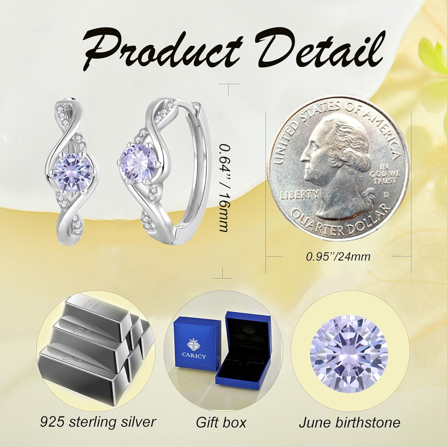 Sterling Silver Infinity Earrings for Women Birthstone Earring Huggie Hoop Earrings Jewelry for Her - Image 6