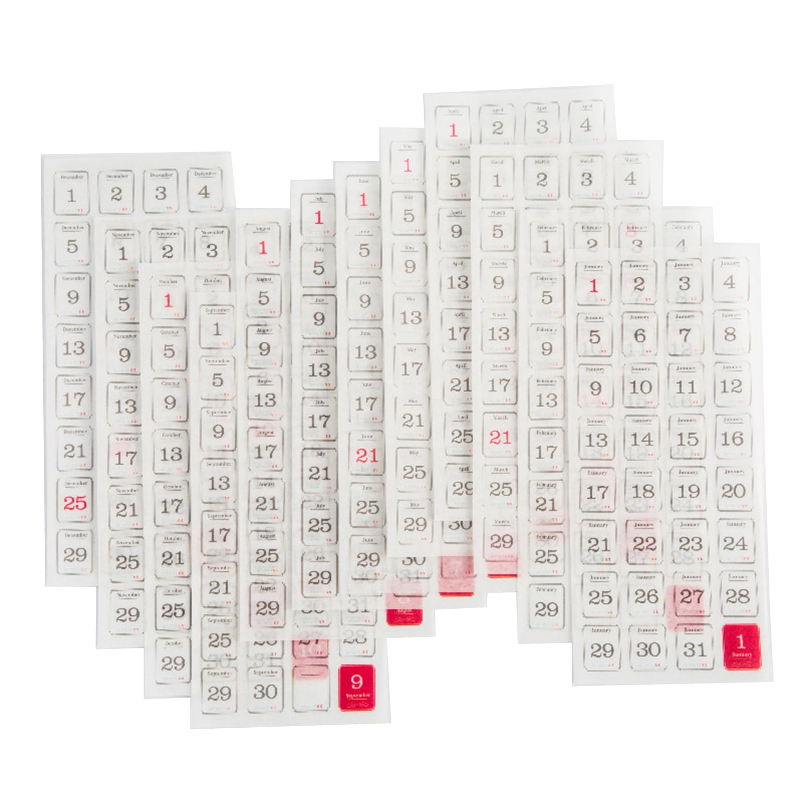12 Sheets Date Sticker 365 Days Calendar Labels Bullets Journal Sticker Calendar for Planner