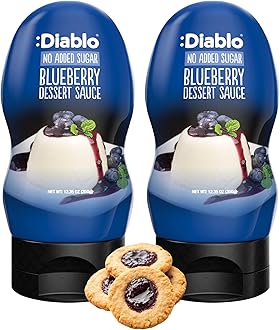 Diablo No Added Sugar Dessert Sauce Blueberry – Guilt-Free Dessert Topping, Vegetarian Friendly Flavoring & Drizzle Syrup for Waffle, Pancake, Cereal, Cake, Ice Cream & More, 350g, 12.35oz - 2 Pack