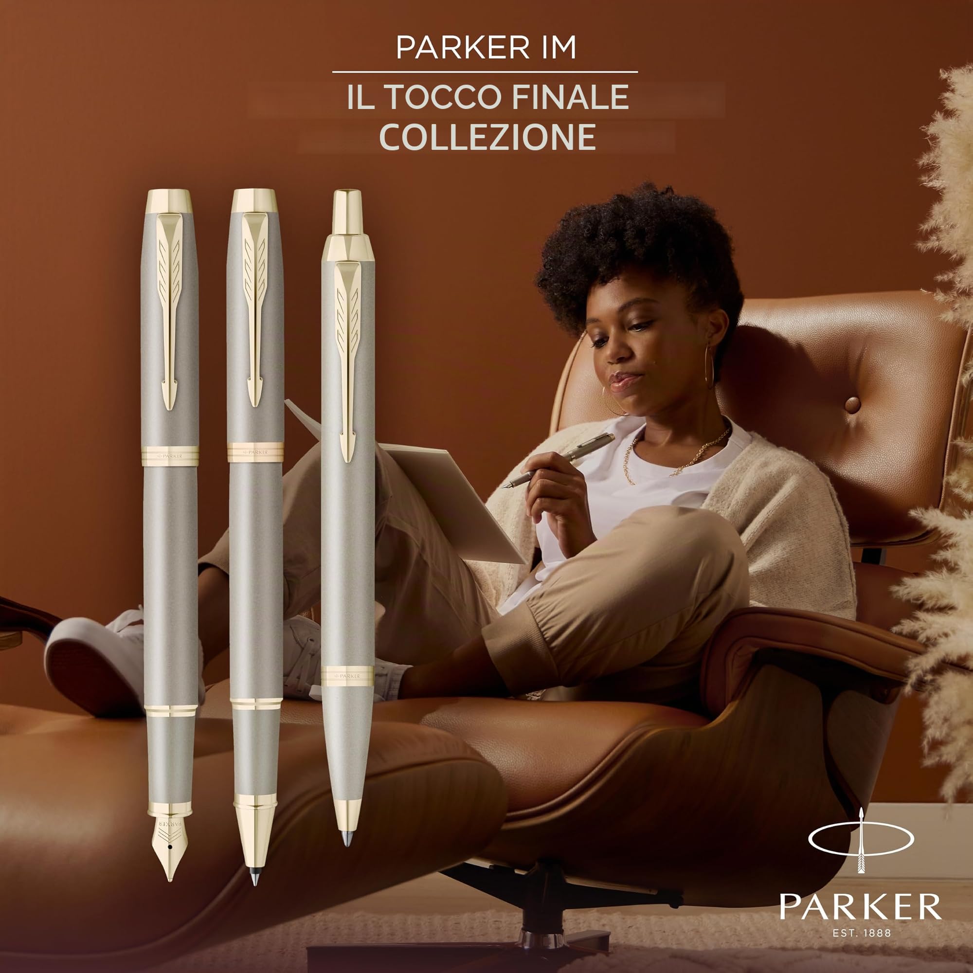 Parker IM Penna stilografica | Collezione Finishing Touch | finitura sabbia | punta fine | inchiostro blu | confezione regalo