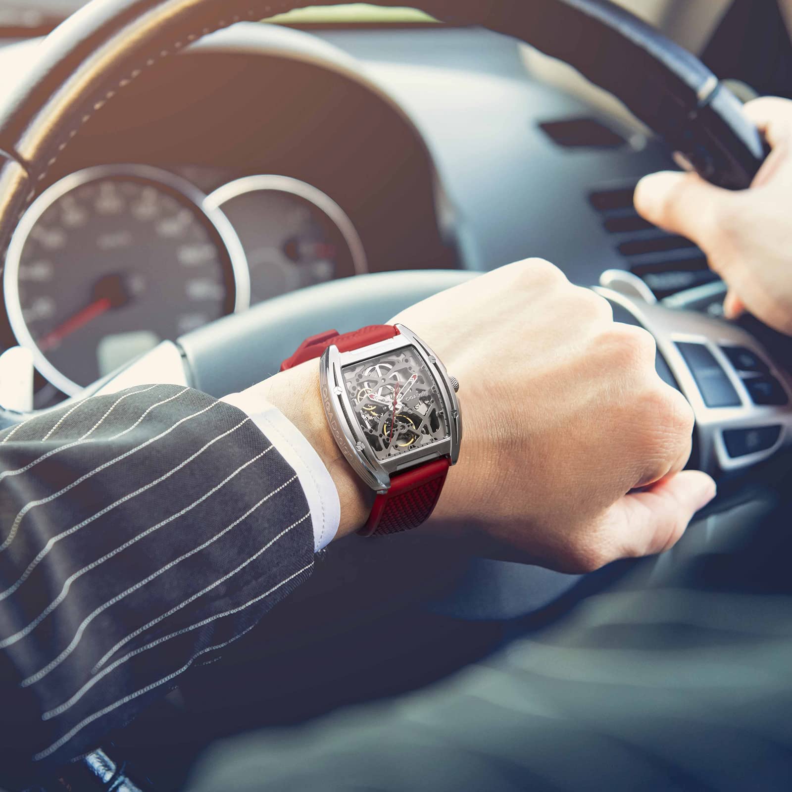 CIGA Design Orologio Automatico Uomo - Z Series Orologio da Polso Meccanico con Design Scheletro, Tonneau, Vetro Zaffiro con Cinturino in Pelle e Silicone