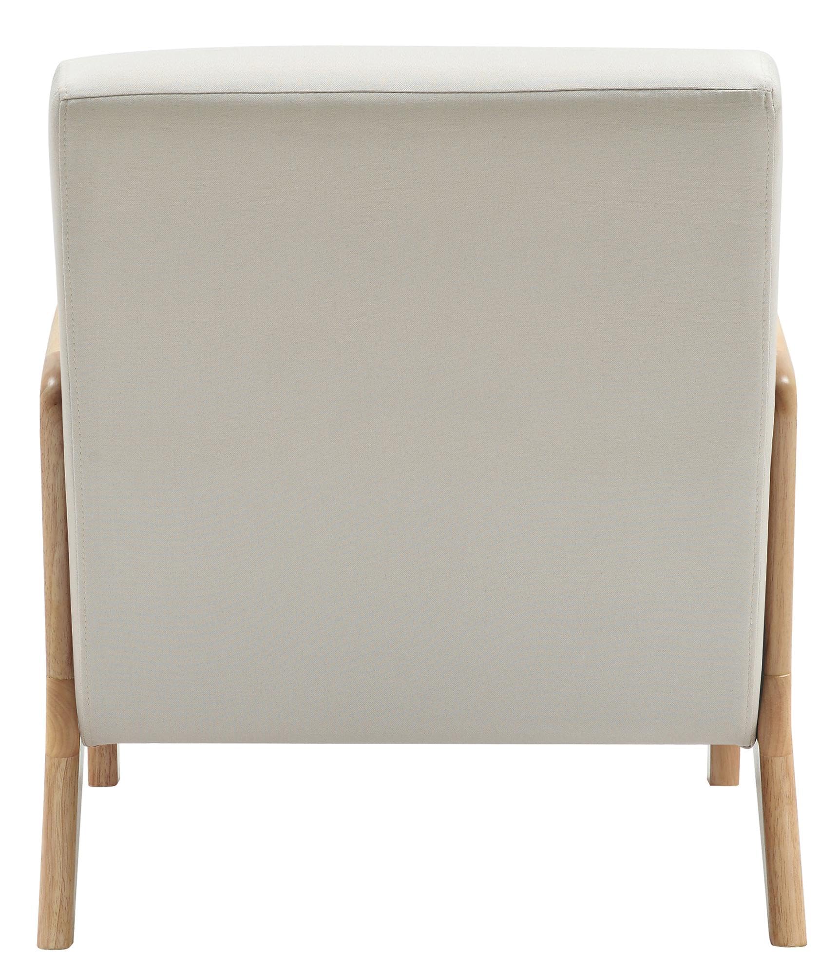 CLP Sillón Hibbing en Tela con cojín I Silla de Descanso con Base & reposabrazos de Madera I Butaca alcochada nórdica con Respaldo, Color:Crema