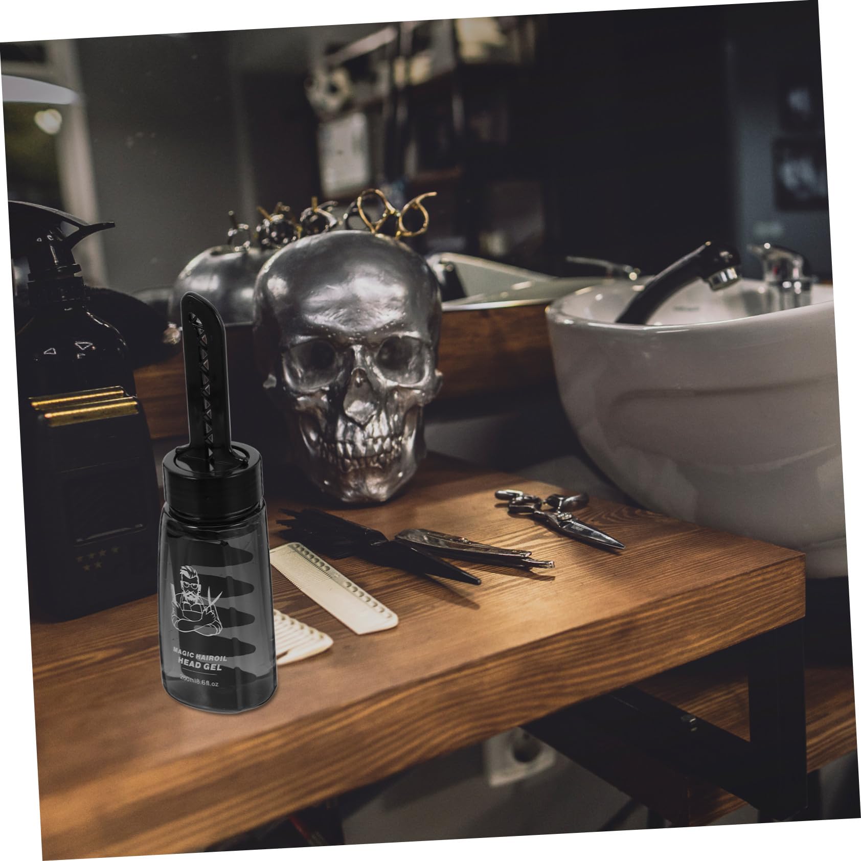 Botellas de Gel para Peinar el Cabello Rellenable 260ml Negras de Plástico 3piezas para Hombres con Dosificador Fácil y Diseño Ligero para Barbería