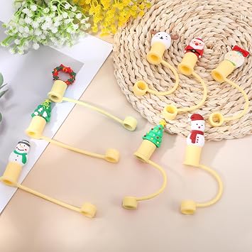 8Pcs Silicone Straw Cover Cap for Brumate Era 40 Oz,Christamas Theme-Straw Covers Caps for Tumblers,12mm Straw Caps for Brumate Tumbler,Reusable Straws Covers Compatible with BrumateEra Accessories