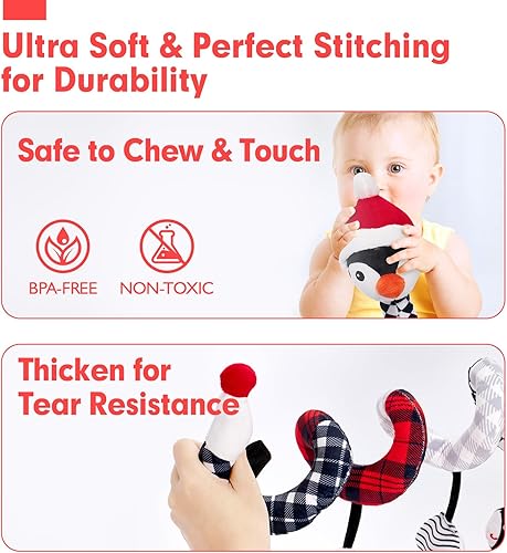 Miniatura 4 de hahaland Asiento de automóvil Juguetes para bebés de 0 a 3 meses, juguetes de desarrollo para bebés de 0 a 6 meses, cochecito, juguetes para bebés