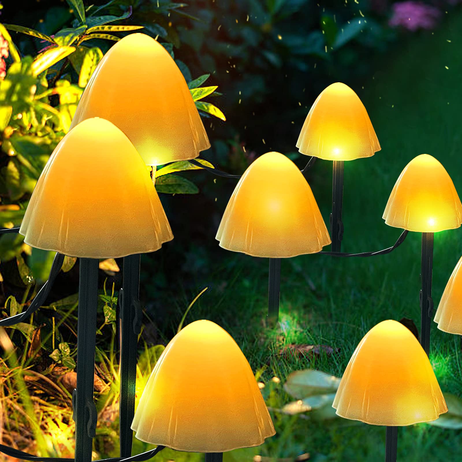 JZK Luci a energia solare da esterno 12 LED Lampada da giardino a fungo
