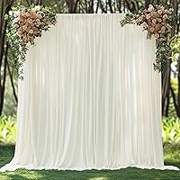 ESGOTBME 10x10ft Wrinkle-Free Ivory Backdrop Curtains - Soft Tulle Drapes for Weddings, Parties, Photography (2x 5x10ft Panels)