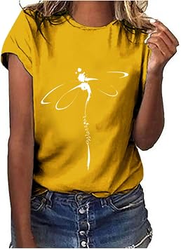T-Shirt Women's Summer Cotton Tops Crew Neck Short Sleeve Print Blouse Basic Shirt Comfortable Cotton Tunic Tee Tops Slim Shirt for Spring Summer Autumn