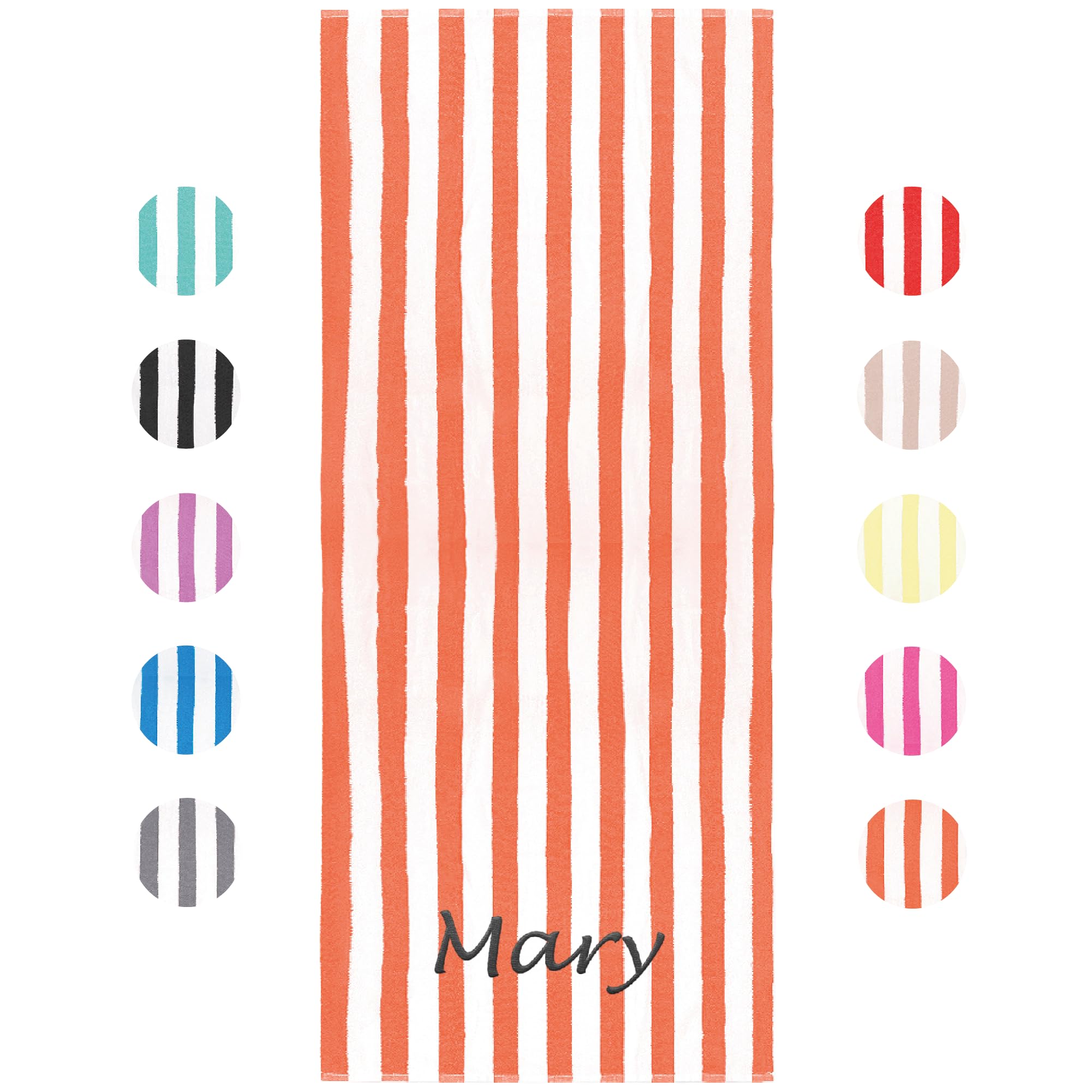 Personalized Beach Towels for Adults - Custom Pool Towels with Name - 100% Ring Spun Cotton Striped Beach Towels for Men & Women - Large 70"x30" Bath