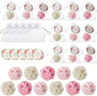 Demissle 24 Hydrangea Flower Mini Soaps Wedding Favors - Handmade Scented Guest Gifts with Organza Bags & Thank You Tags