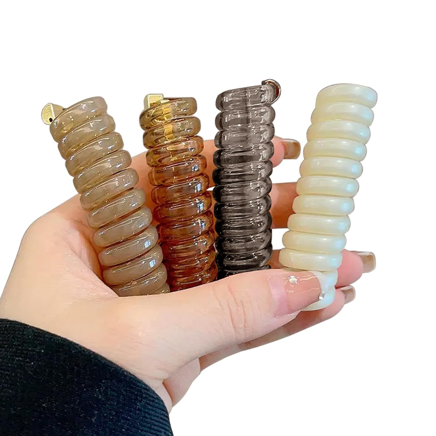 "Spiral Hair Coil Ties – No-Crease Phone Cord Style Ponytail Holders for Women | Stretchy Hair Bands for Long, Thick, Curly Hair | Stylish Braid & Ponytail Accessories (multicolor)-image-45