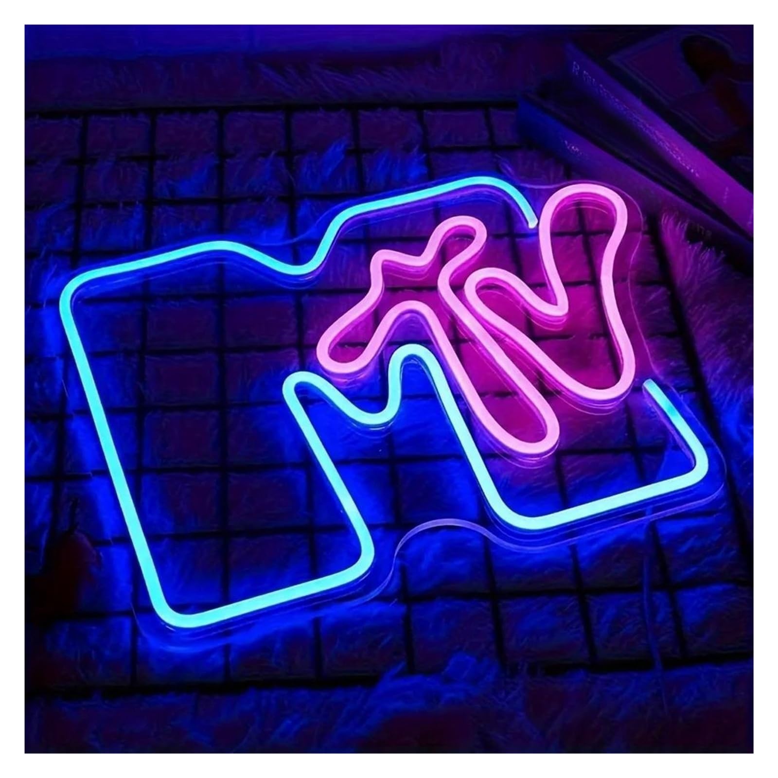 Insegna al Neon 1 Pz MTV Neon Sign Wall Hanging Light, Alimentato Tramite USB, Decorazione Televisiva Musicale Per Camera Da Letto, Bar, Ristorante 24cmх30cm