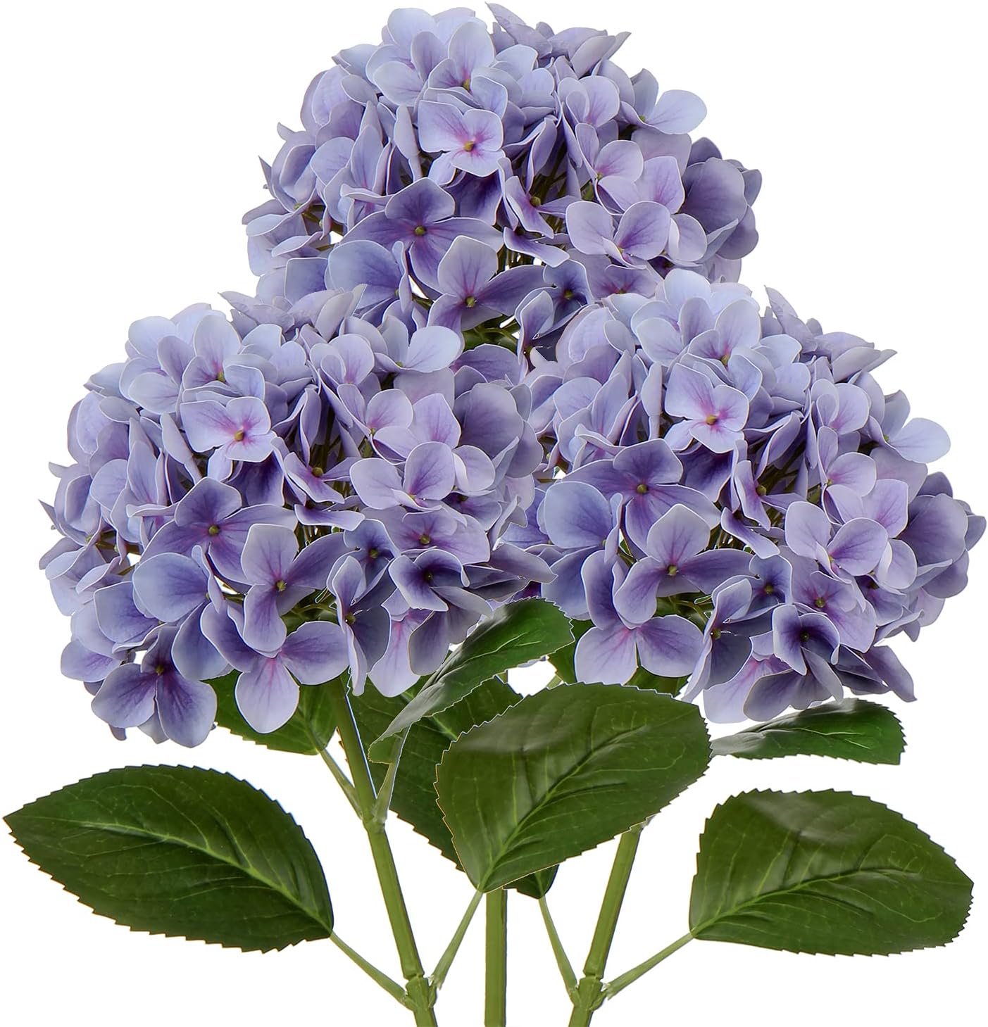 3PCS Hydrangea Artificial Flowers Decorative Purple Fake Flowers with 63cm Long Stem Real Touch Silk Hydrangea for Home Hotel Office Wedding Bridal Decorations Floral Arrangements