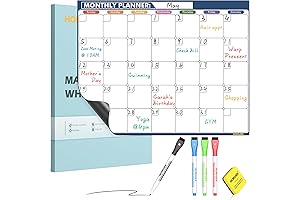 Magnetic Dry Erase Refrigerator Calendar - Monthly Planner for Family Planning with Markers and Eraser