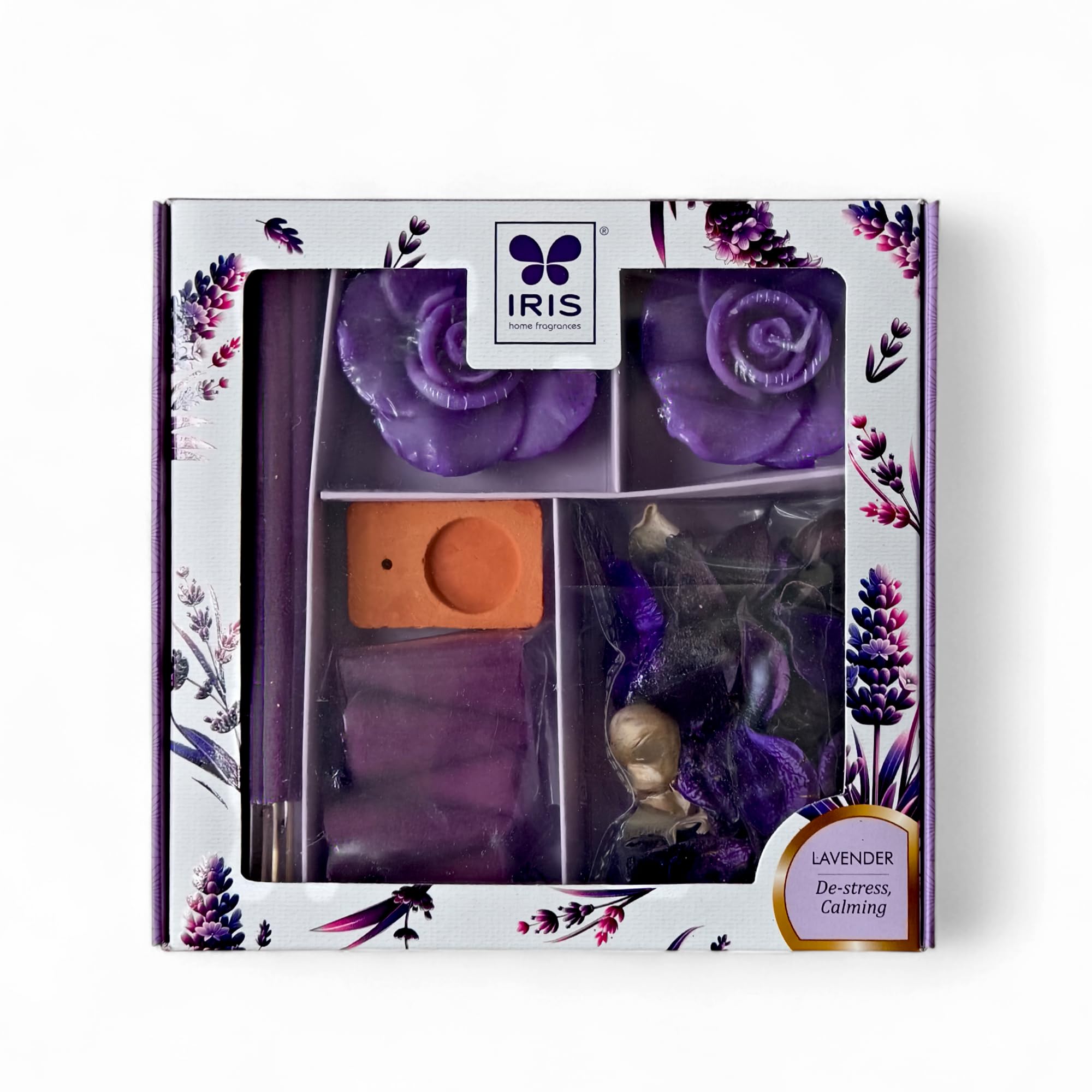 IRIS Home Fragrance Gift Set | Fragrance - Lavender | Pack with 2no's of Floating Candles,Incense Sticks,Cones & 10g Potpourri | for Home Decor| Gifting.-image-37