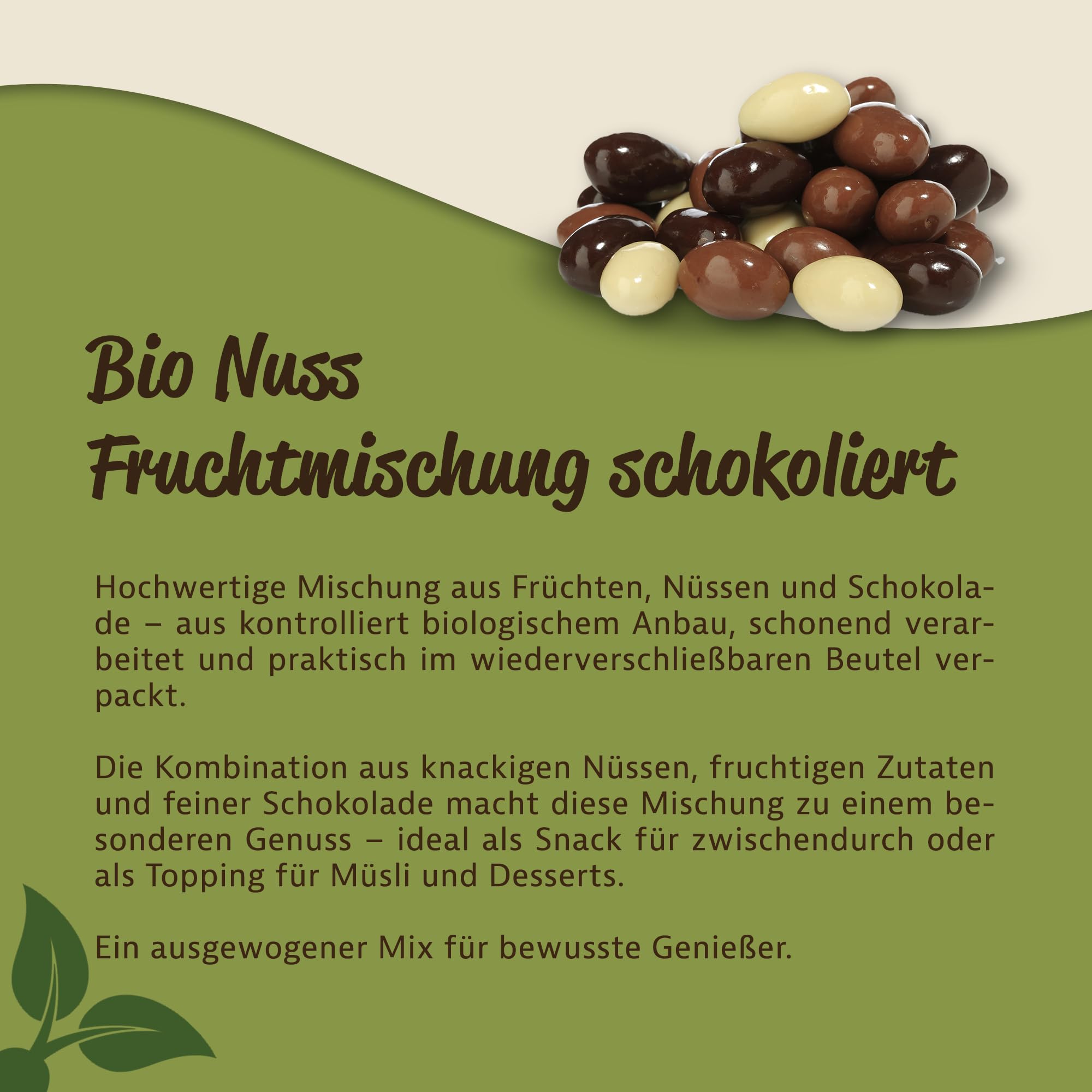 Mynatura Bio Nuss-Fruchtmischung schokoliert I Fruit-Nut-Mix I Früchte I Nüsse I In Schokolade I Snack I Nussmischung I Beutel (2000g)