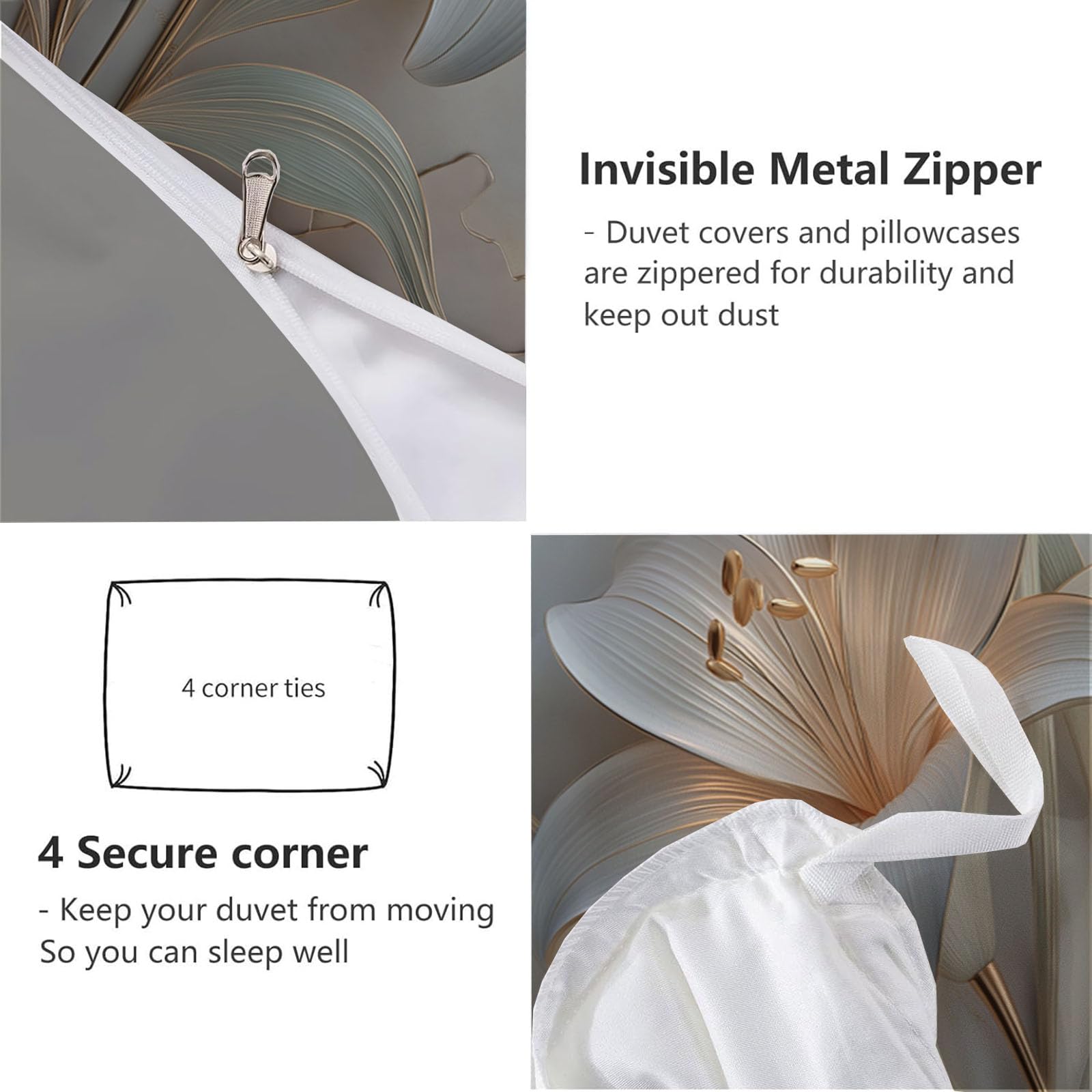 Copripiumino, Set di Biancheria da Letto Microfibra Pezzi, Parure Copri Piumino e Federa 50x75, Copritrapunta con Cerniera