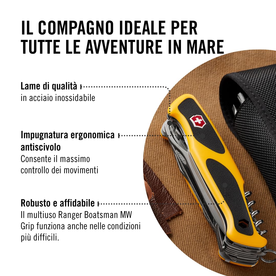 Victorinox, Ranger Boatsman MW Grip, Coltello Svizzero, Originale, Multiuso, Campeggio, 22 Funzioni, Needle-nose pliers, Nut wrench, Bloccabile, Lama a una mano