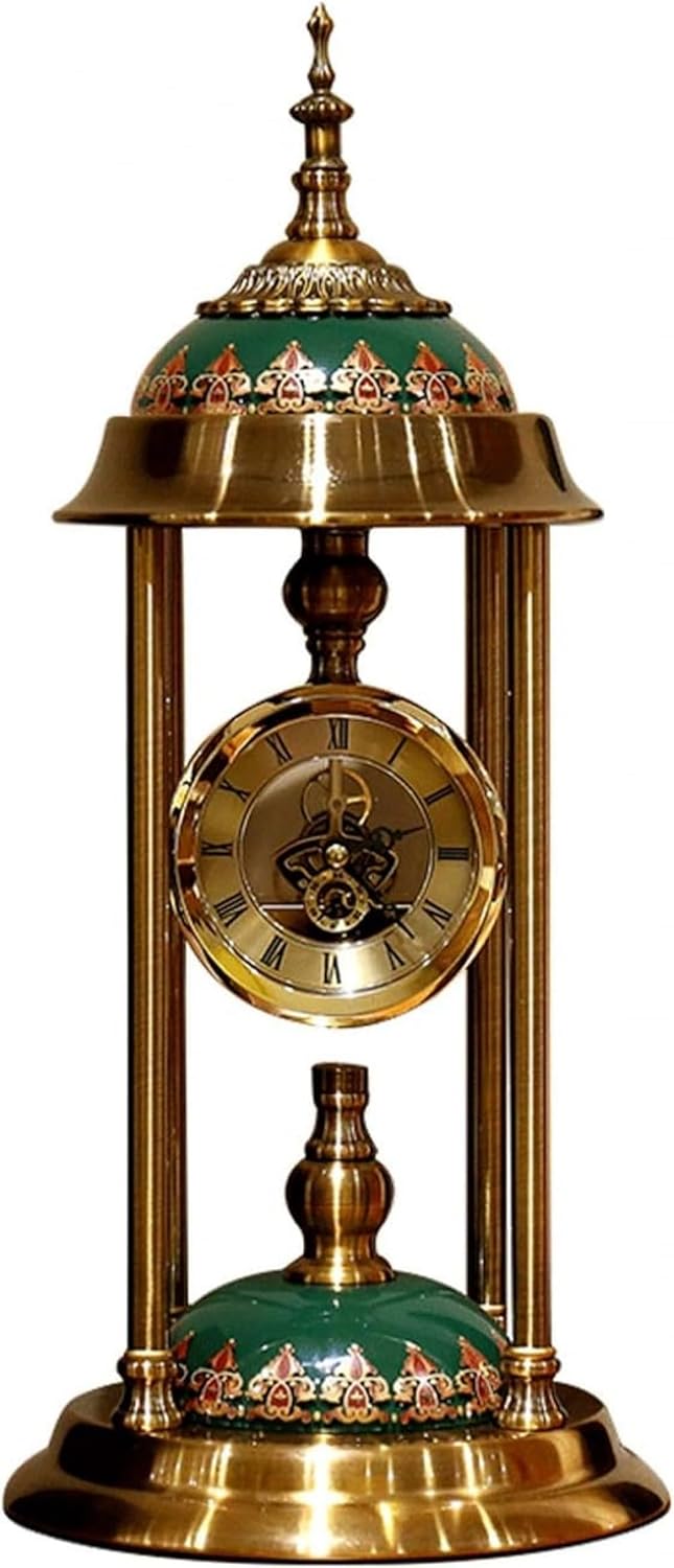 Desk & Shelf Clocks Roman Numeral Table Clock Light Luxury Home Decor Tabletop Clock Large Retro Battery Powered Mantel Mute Clock 18.1 Inch Tabletop Clock-A (A)