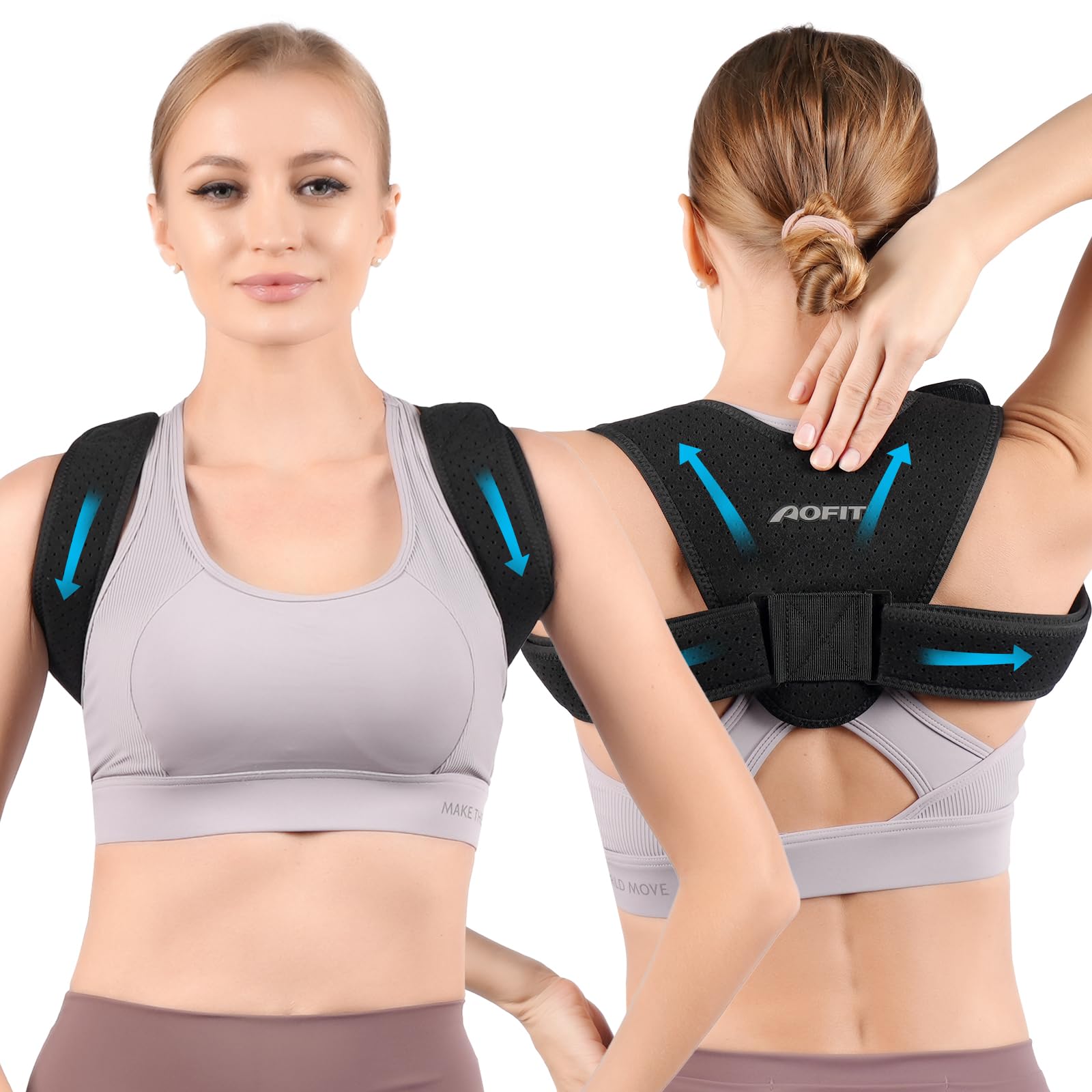 Posture Corrector for Women and Men,Adjustable Upper Back Brace, Adjustable Shoulder Posture,Back Support straightener, Providing Pain Relief from Lumbar, Neck, Shoulder, Clavicle Black XL