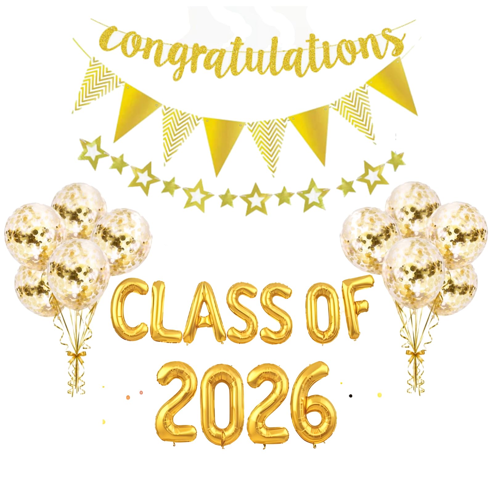 KhgFov Class of 2026 Decorations, Graduation Decorations, 24 Pcs Prom Decorations 2026 Set, Graduation Balloons Set for Party Background and Photo Booth Displays