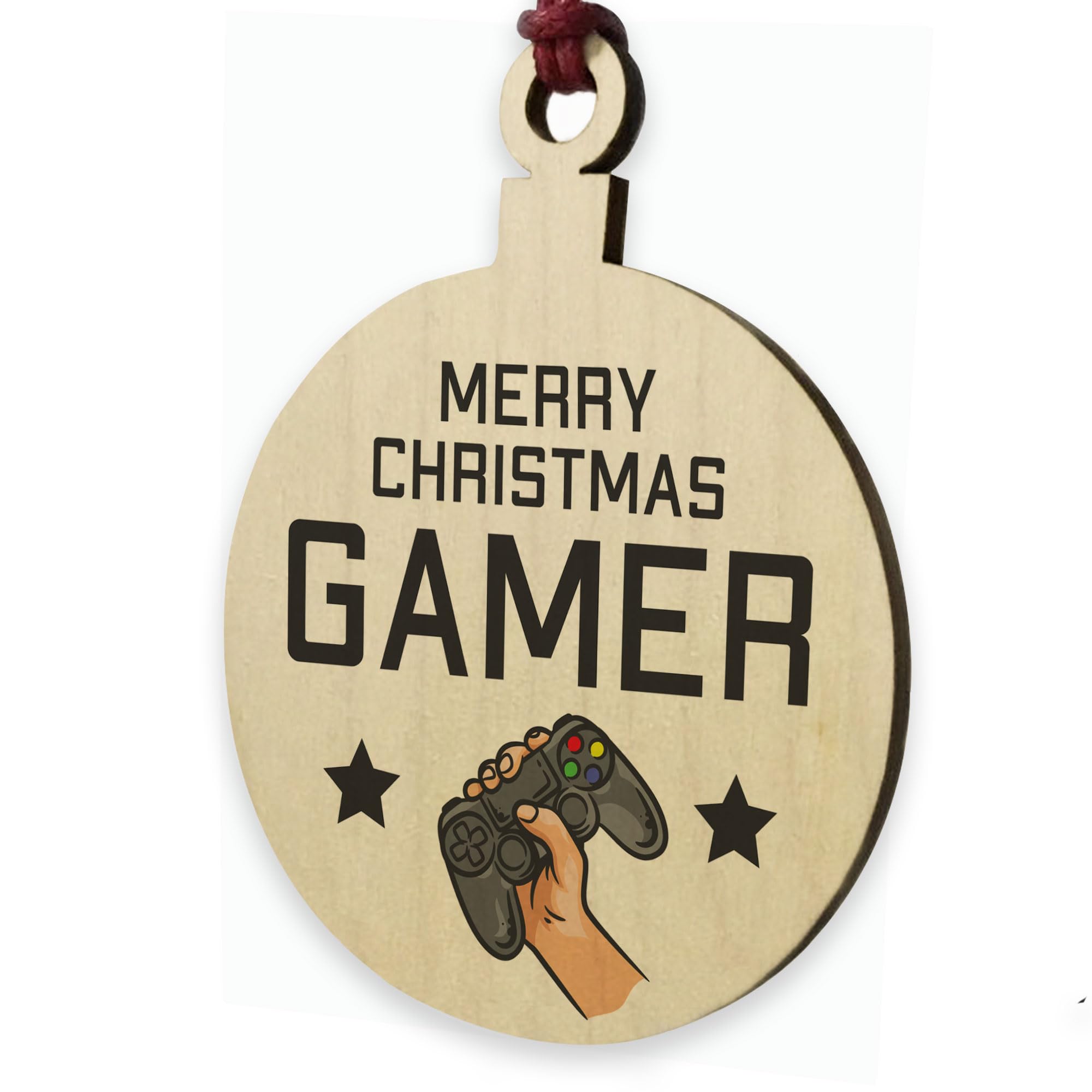 Red Ocean GAMER GIFT For Christmas Wood Bauble Son Brother For Him Keepsake