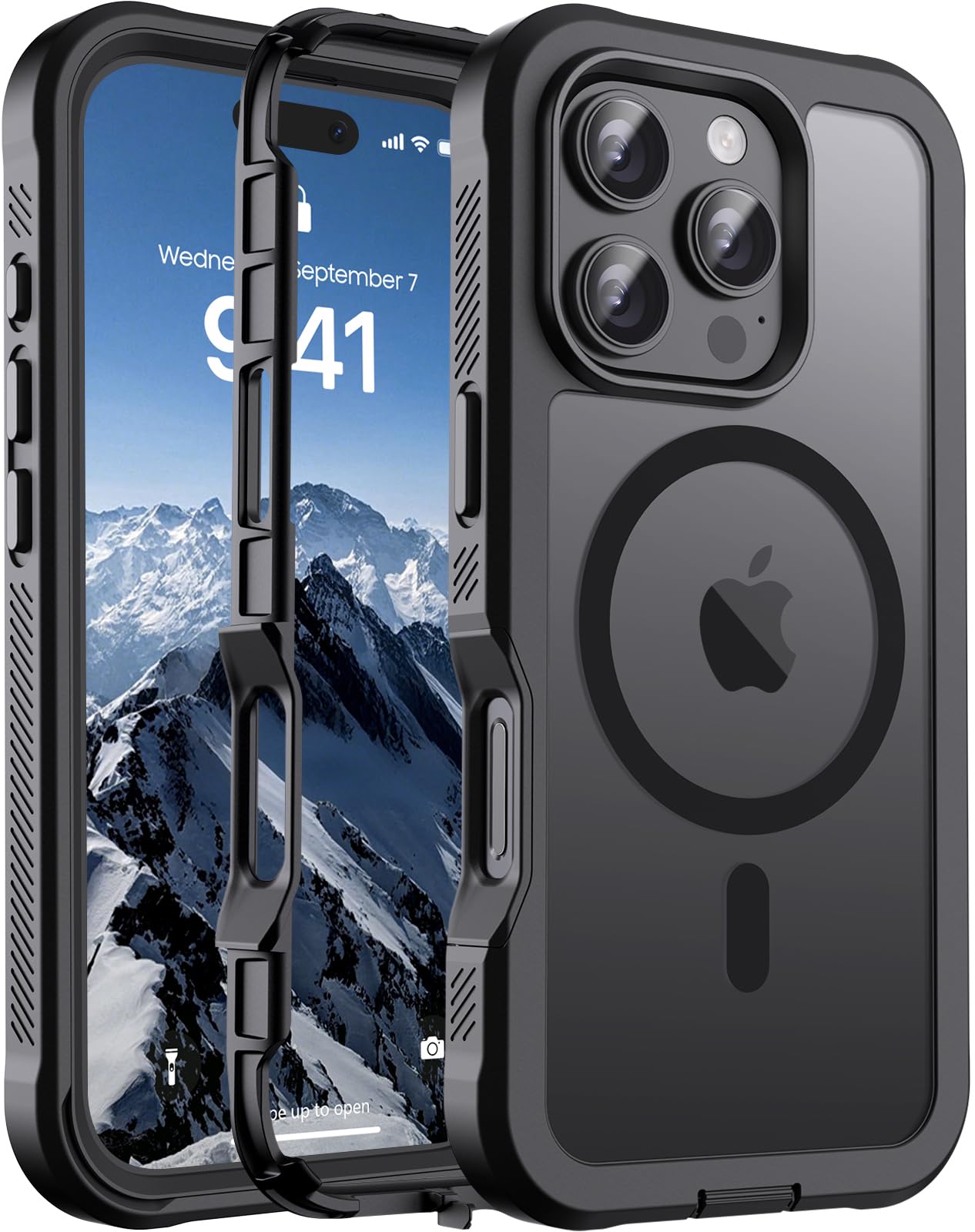 jaroco Magnetic for iPhone 16 Pro Case Heavy Duty Protection Black