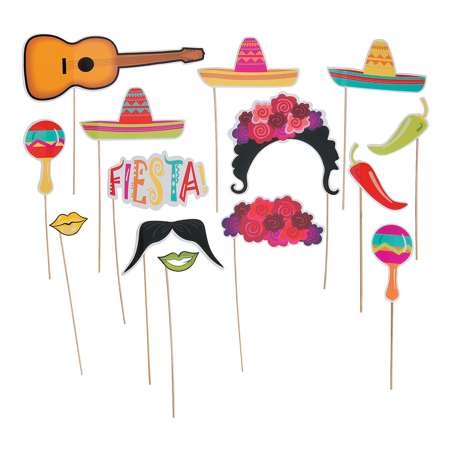 Fun Express - Fiesta Photo Props for Cinco de Mayo - Apparel Accessories - Costume Accessories - Costume Props - Cinco de Mayo - 12 Pieces