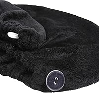Vista 5 de Super Absorbent Quick Dry Spa Bath Wrap Shower Skirt and Hair Drying Turban - 2pc Set (One-Size, Black)