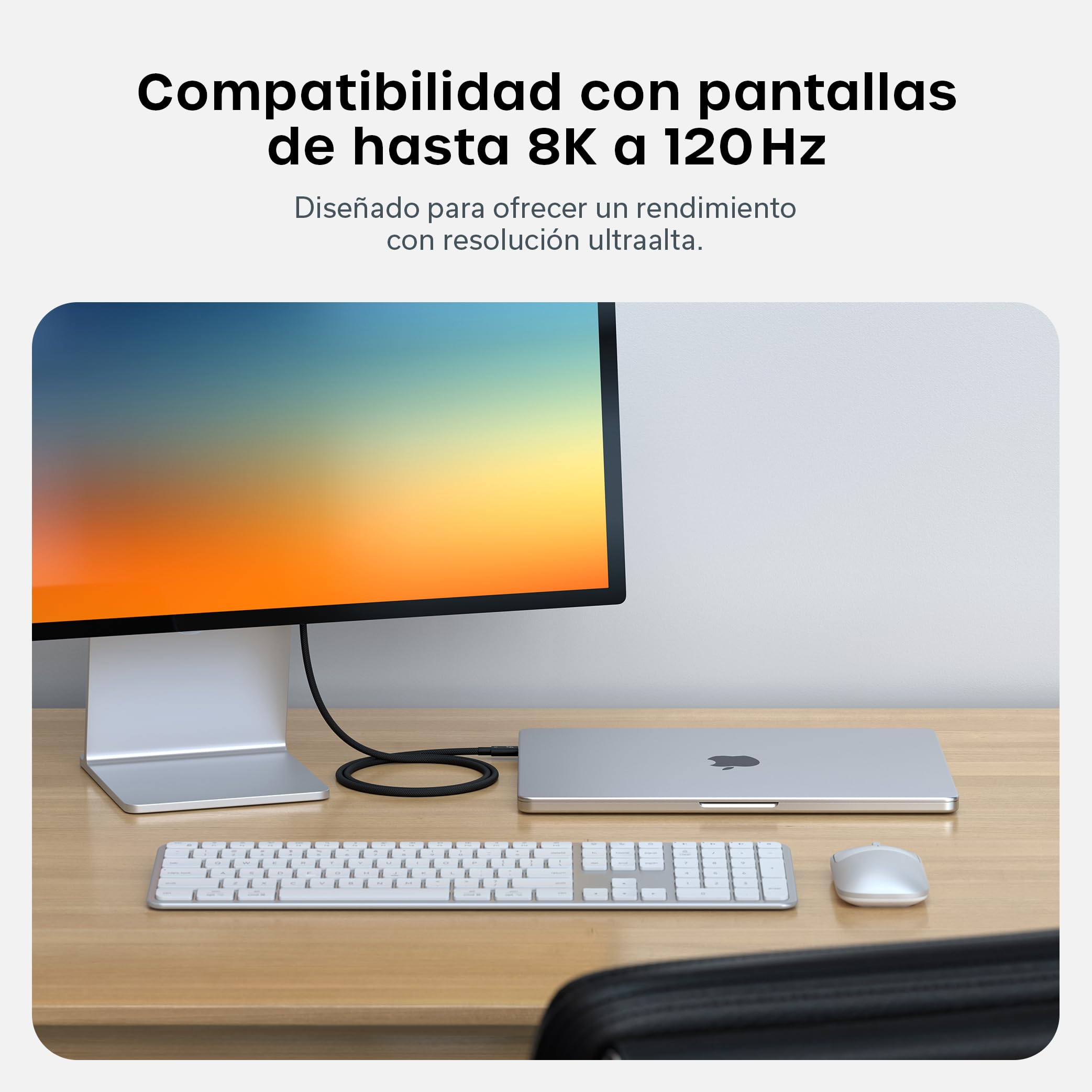 SATECHI Cable Thunderbolt 5 Certificado 240W, Datos a 120Gbps, Doble 8K@60Hz y Triple 4K@144Hz, Cable Trenzado Thunderbolt 5/4/3 USB-C para MackBook Air/Pro/Neo, iPhone, Portatil, PC y más