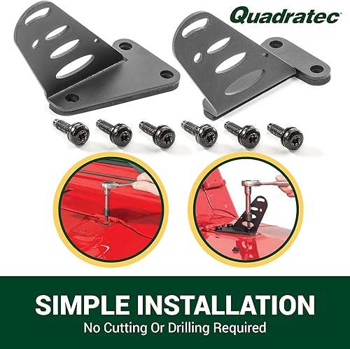 Miniatura 4 de Quadratec Soportes de montaje para capó de barra de luz J3 - Compatible con Jeep Wrangler TJ y LJ 1997-2006 - No requiere taladrar ni modificaciones