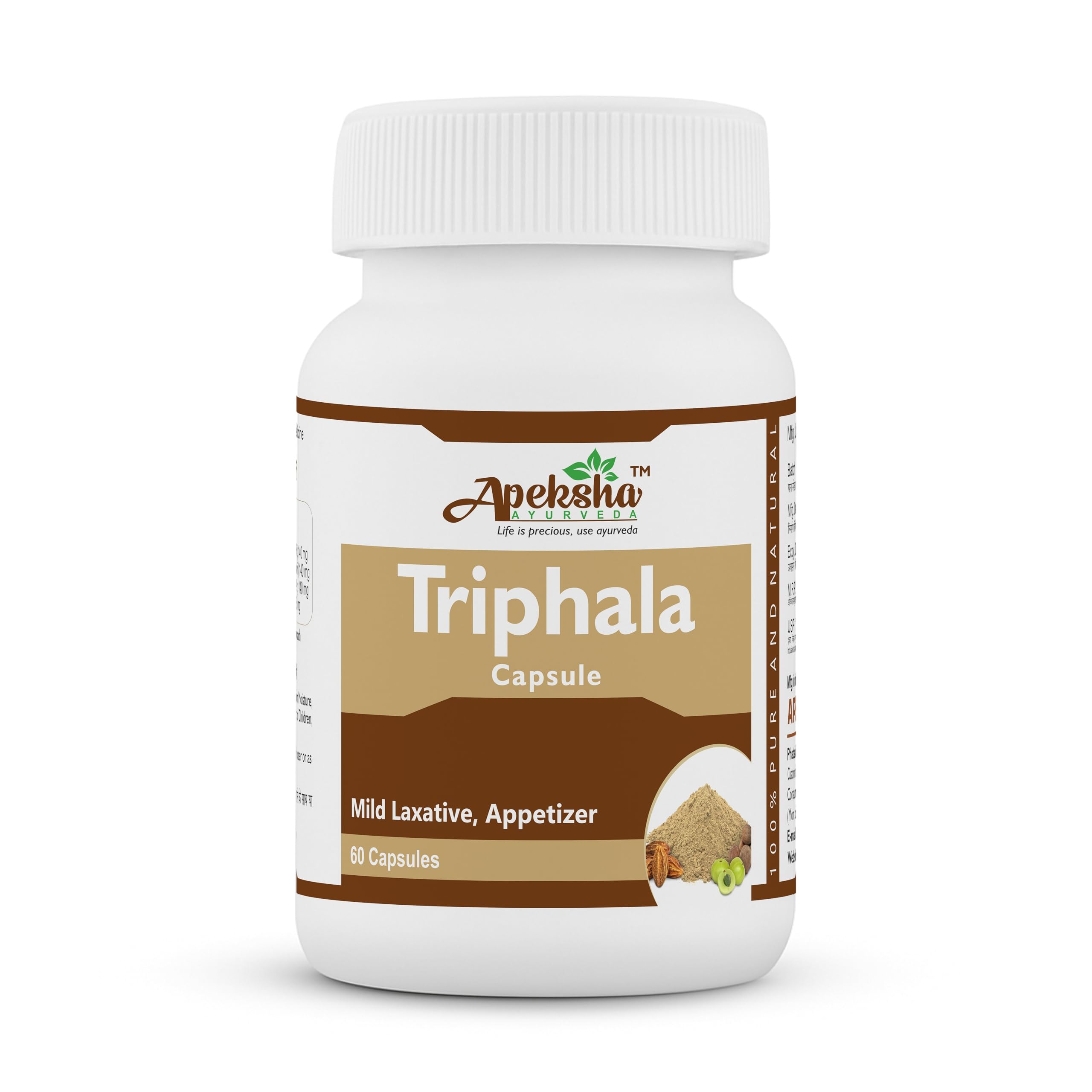 Apeksha Ayurveda Triphala Capsules (60 Capsules) | 100% Pure & Natural Mild Laxative & Appetizer | Support for Digestion, Colon Cleanse & Healthy Detox | Ayurvedic Proprietary Medicine | GMP Certified-image-14