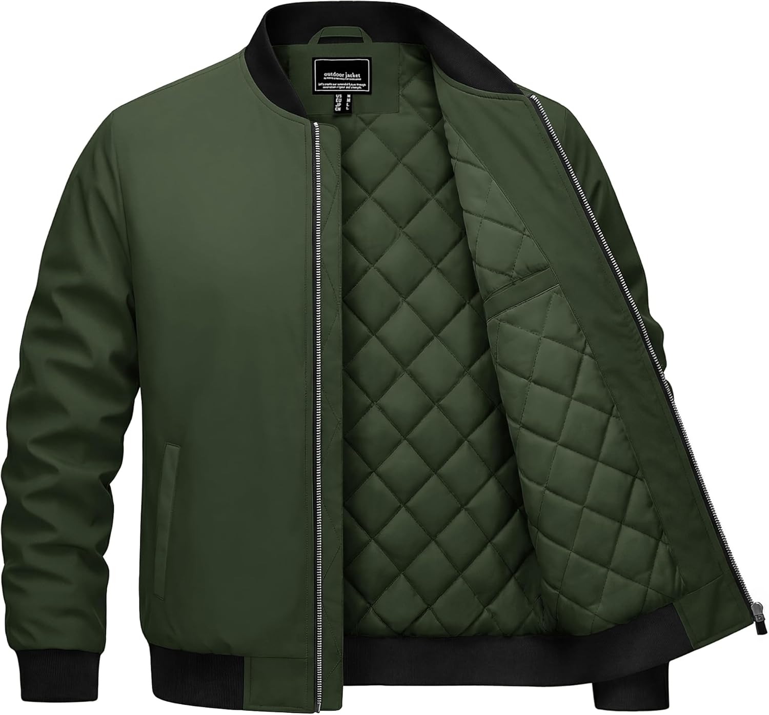 Cotrasen Men's Bomber Jacket Fall Winter Warm Windbreaker Full Zip Windproof Casual Padded Coats