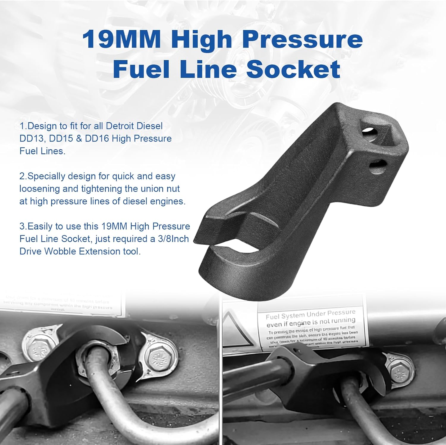 for Detroit Diesel DD13 DD15 DD16 Engine Camshaft Timing Tool TDC Locating Pin Brake Adjustment Tool Barring Tool Fuel Line Socket Replace W47058090900 W470589104000
