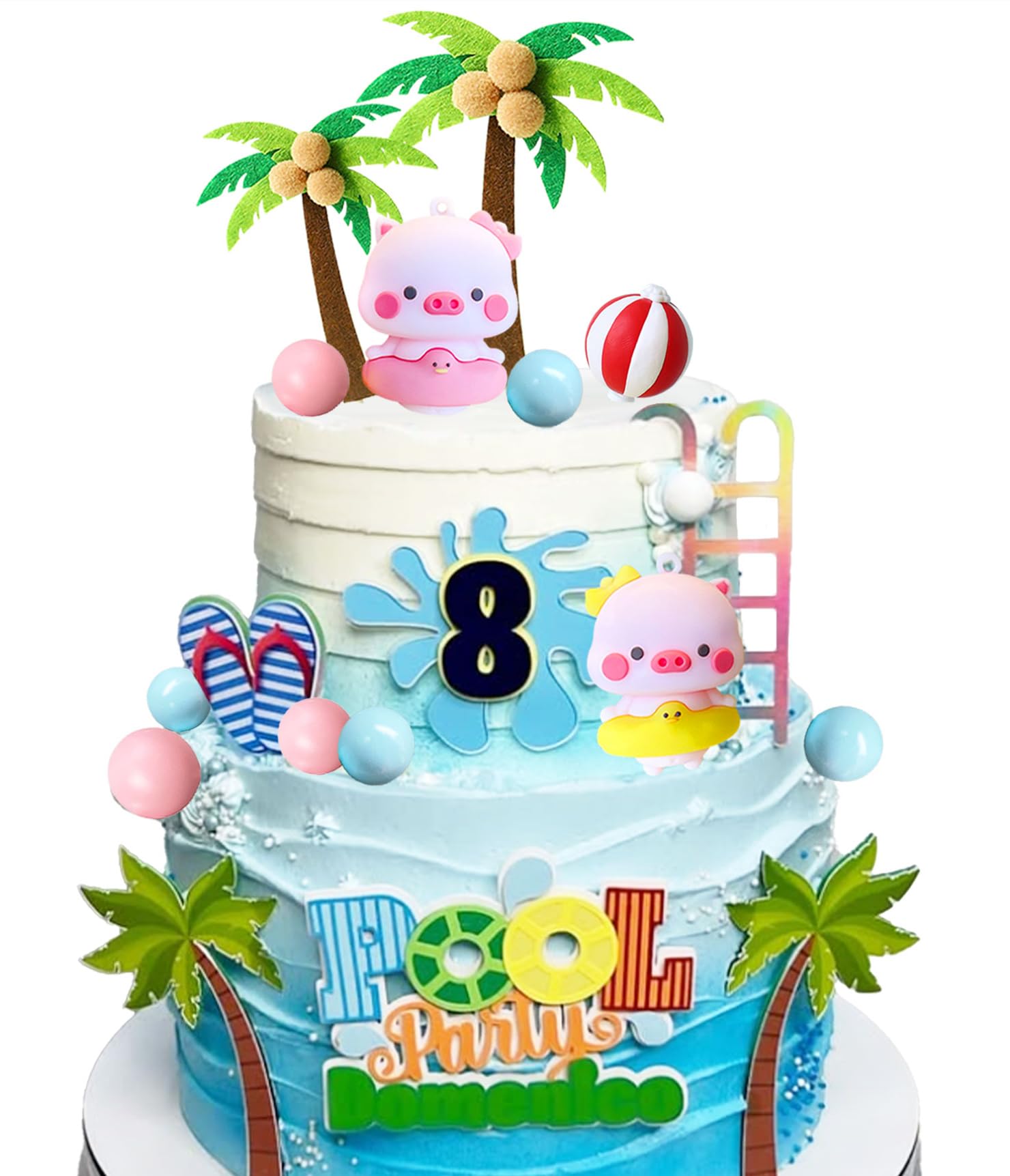 Beach Party Decorations Girls Summer Cake Toppers Pool Party Cake Toppers Luau Cakes Decor Hawaiian Cupcake Decor for Summer Decorations