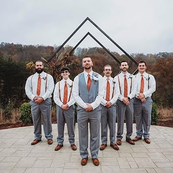 Genuine Leather Suspenders for Men Y Back Shape Adjustable with Heavy Duty Clips for Wedding Groomsmen