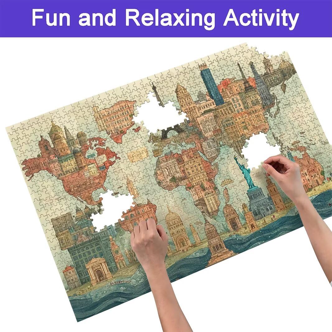 Puzzle 3000 Piezas Mapa, Puzzle Viajar para Adultos, un Rompecabezas Desafiante para Adultos, Rompecabezas Madera para Toda la Familia, Puzzles con Caja para Decoracion Hogar, Regalo Mujer, -7700