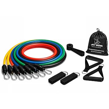 JoyBand Resistance Band Set with Handles | Resistance Tube & Stretch Band for Exercise | Home Workout Fitness Kit with Door Anchor & Ankle Straps | Full Body Strength Training for Men & Women