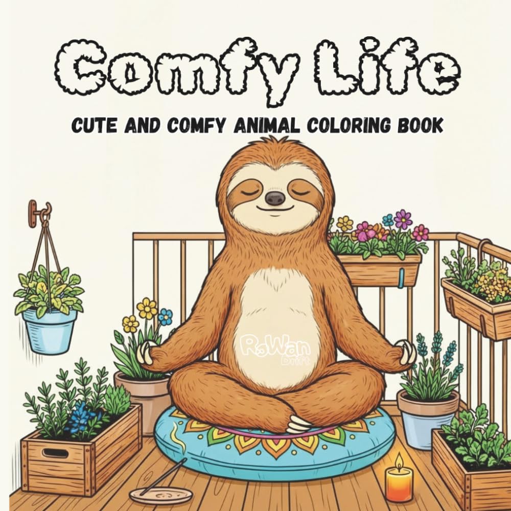 Cute & Comfy Animals: Bold & Relaxing Coloring Book for Adults and Teens Featuring Hygge Scenes with Endearing Animal Characters for Stress Relief and Relaxation