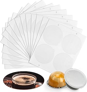 Pro Mael 100-Count Aluminum Foil Seals for Reusable VertuoLine Pods, Sealing Lids for DIY Refillable Nespresso VertuoLine Capsules Works perfectly with Pro Mael Refillable Coffee Pod Kits