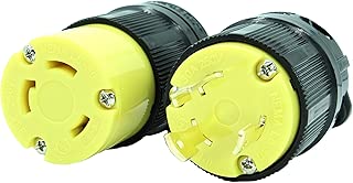 Journeyman-Pro NEMA L6-30 Plug & Connector Set, NEMA L6-30R & L6-30P, 30A, 250V, Locking Plug Socket, Black Industrial Grade, Grounding 7500 Watts Generators (L6-30PR Plug Set) - coolthings.us