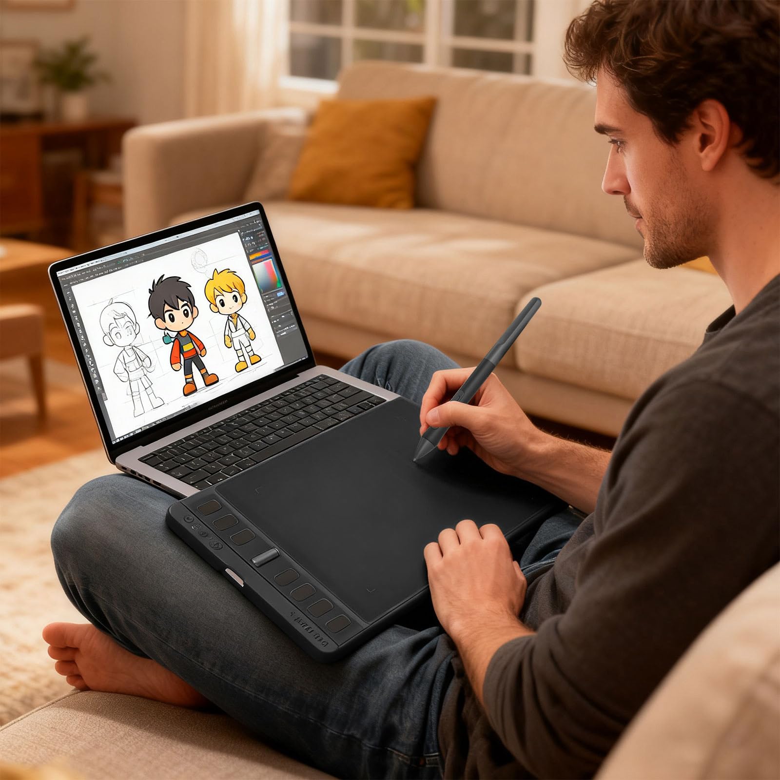Tabletas de dibujo compatibles con móviles, lápiz capacitivo sensible, sensibilidad a la presión, ergonómicas, digitales, tabletas gráficas, acceso directo personalizable
